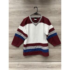 Vintage 90s Reach Deadstock Sports Blank Practice Hockey Jersey Maroon Blue Grey
